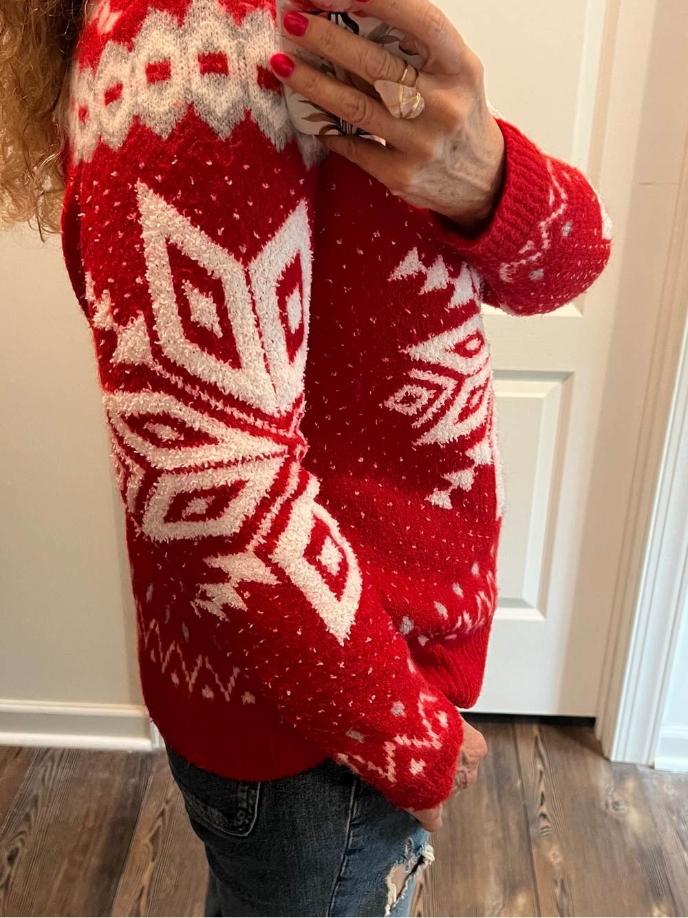 cupcakes and cashmere red fair isle snowflake sweater size small - Picture 4 of 8